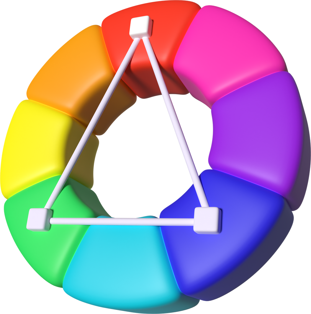Stylized 3D Color Wheel Side View